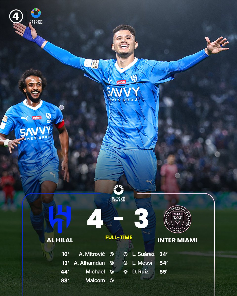 Al Hilal beat Inter Miami in a #RiyadhSeason Cup 𝑺𝑷𝑬𝑪𝑻𝑨𝑪𝑳𝑬 🔵🇸🇦