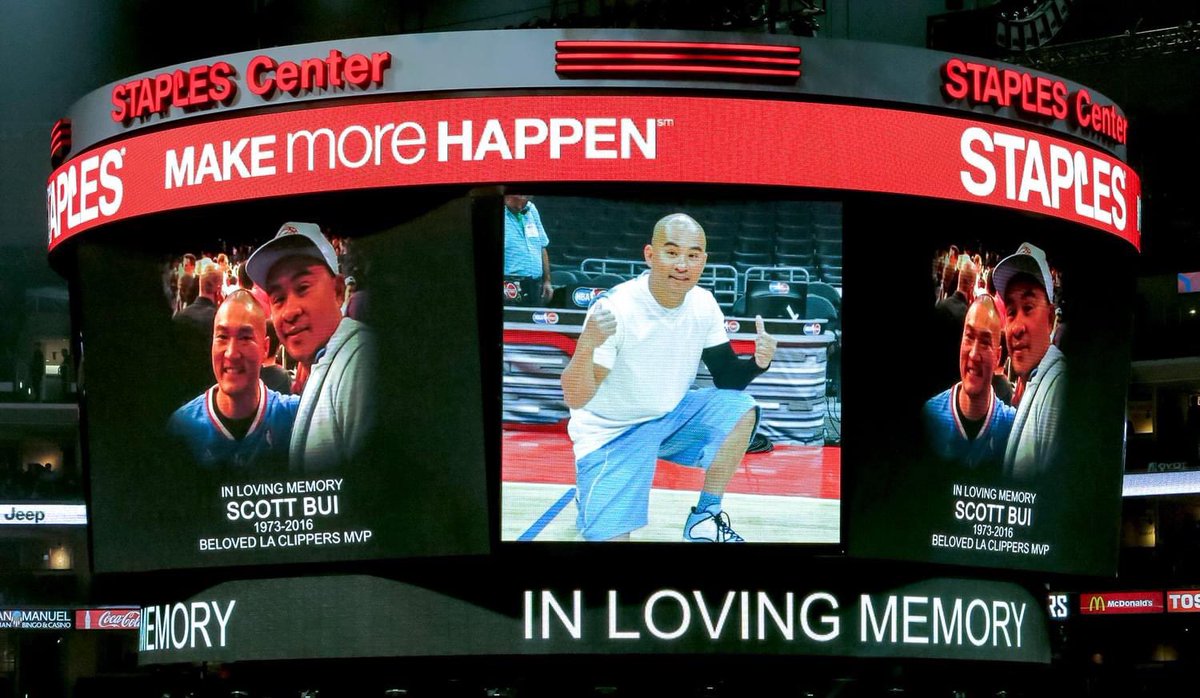 RikDaddy's tweet photo. When our big bro @scottbui passed away, the Clippers did an amazing memorial tribute video for him and his family. #BuiYah #ClipperNation #WinItForScott https://t.co/pdDx3Qt5JS