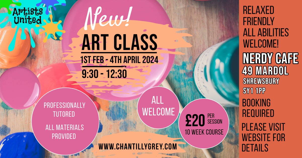New! A Fabulous Art Class in #shrewsbury Sessions will have group demonstrations and 1 to 1 professional tutoring. All abilities welcome chantillygrey.com
Perfect for finding a calm mindfulness escape with the added benefit of joining a very friendly and social group!