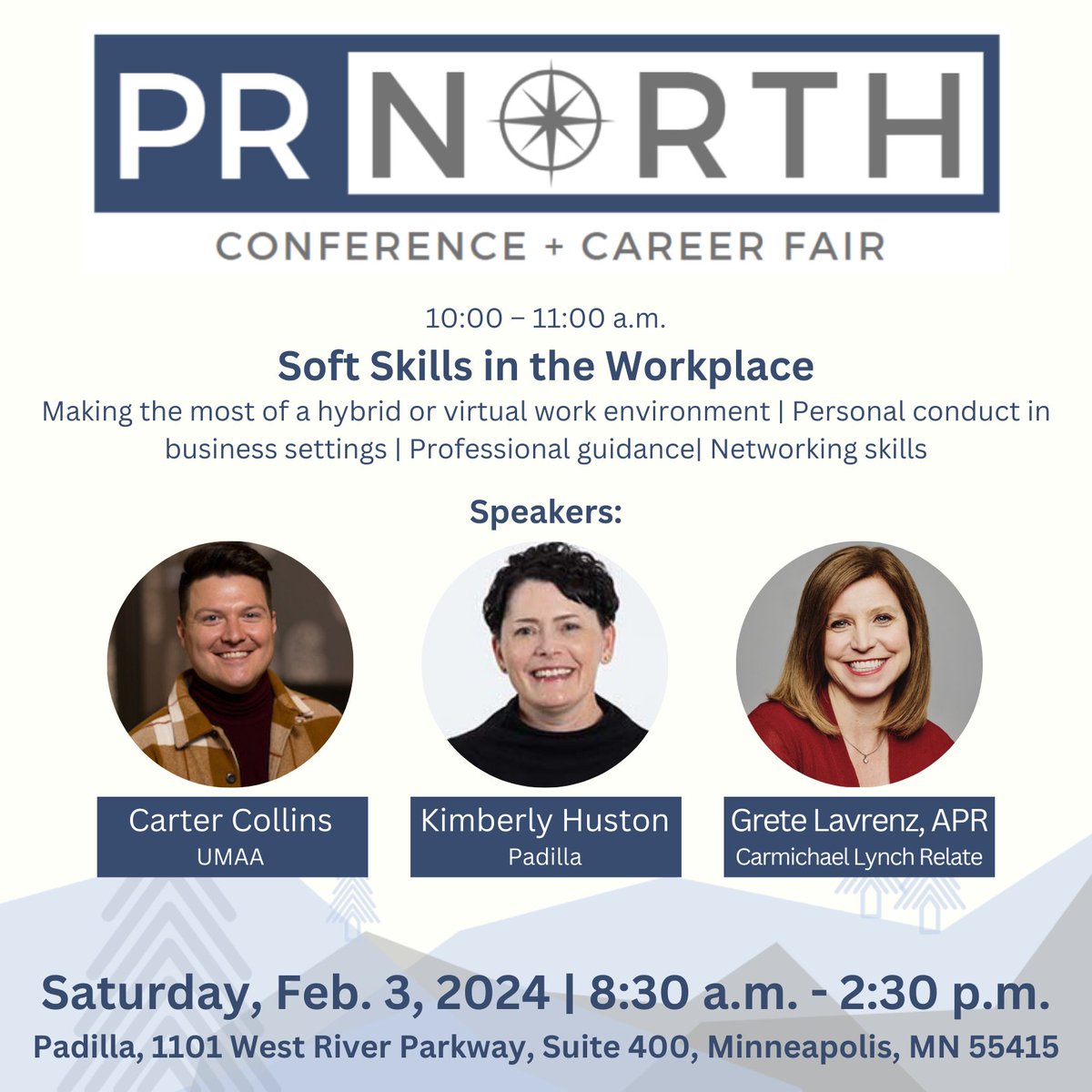 MinnesotaPRSA's tweet photo. We're counting down to #PRNorth! In the 2nd session, our expert speakers will provide practical insights to excel in the evolving workplace, equipping you w/ essential soft skills. Don't miss this opportunity to enhance your employability!
Save your spot: https://t.co/p1EFsC7RQC https://t.co/rpeq1btKMZ