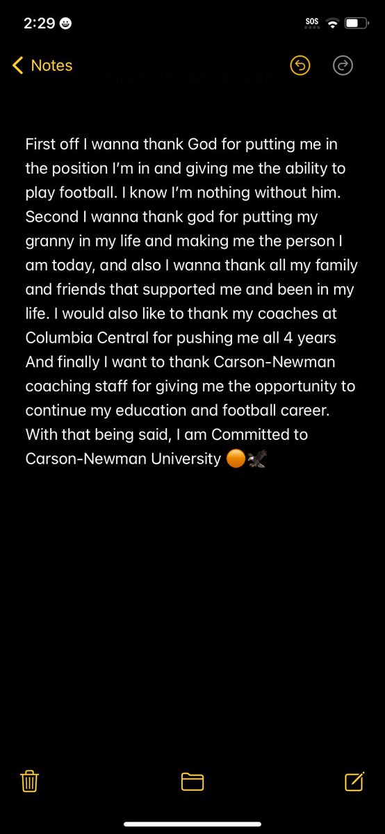 Extremely blessed to announce that I will be continuing my academic and athletic career at Carson-Newman University🧡 <a href="/CoachAIngram/">Ashley Ingram</a> <a href="/CentralLionsFB/">Columbia Central High School Football</a> <a href="/cnfootball/">Carson-Newman Football</a> <a href="/coachmpatrick/">Michael Patrick</a>