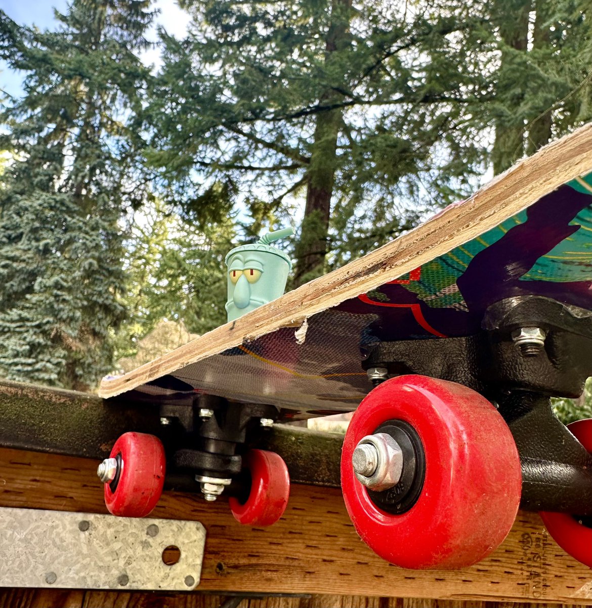 (Day 1) Squidward cup on skateboard