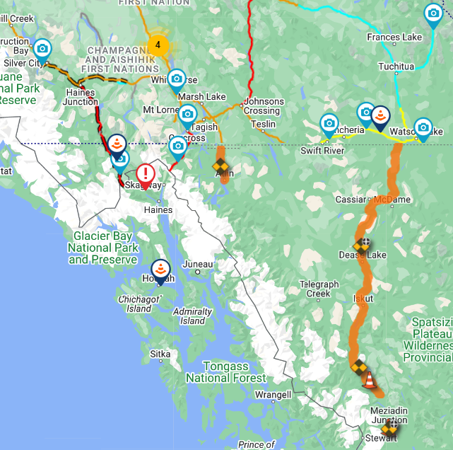 With rain & changing temperatures, black ice, ponding water & slippery sections are expected.
✅this @DriveBC link tinyurl.com/dvv7m7pb for #BCHwy16 #BCHwy37 #BCHwy37A conditions in #NorthwestBC; 
& if you're travelling onto #YukonHighways✅511Yukon.ca
