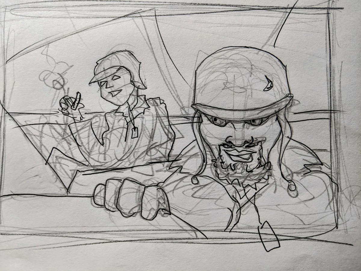 ether_enth's tweet image. This is a rough sketch by #chriscochrane for the new book THE CULT OF MACHETE 🍻❤️ 💀 @SpearTalk 
Short stories from a creepy, dark universe. Join if you dare!
@brentonontour #rad 
#machetecomics #cultofmachete #comicbook