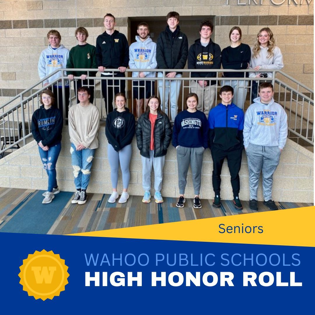 👏 Congrats to these Wahoo High School students who earned High Honor Roll for the first semester! Full listing of high honor roll (4.0) and honor roll (3.67 – 3.99) students here: 
buff.ly/49cB6nL 
#ExcellenceEverywhere #WahooWarriors