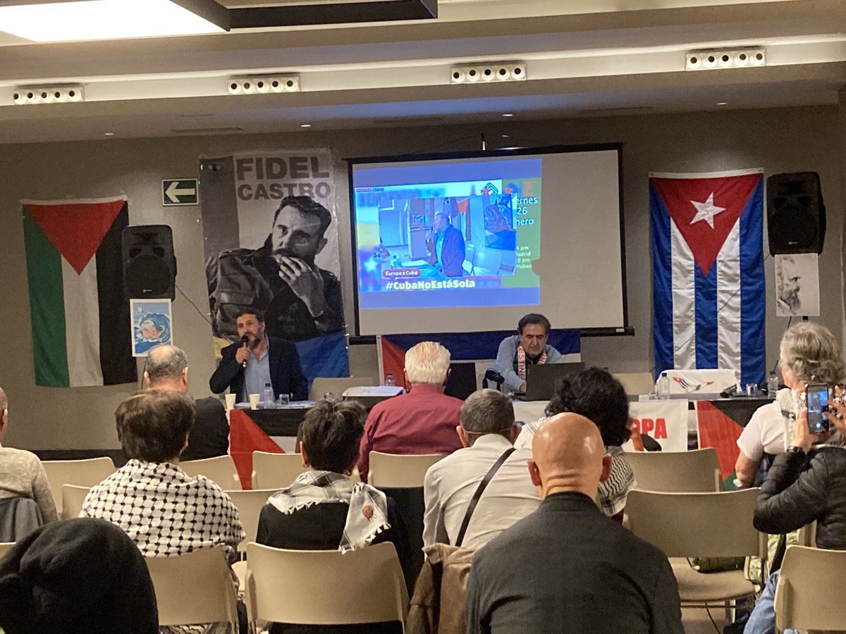lamaniguacuba's tweet photo. @BrunoRguezP El canal Europa por Cuba reiteró su condena al Bloqueo de EEUU a la Isla. La reunión de Bilbao también reunió muestras de apoyo a países  Venezuela y Palestina.Los delegados condenaron la inclusión de la isla en la lista unilateral de EEUU de Estados patrocinadores del terrorismo https://t.co/xf3JG9BH97
