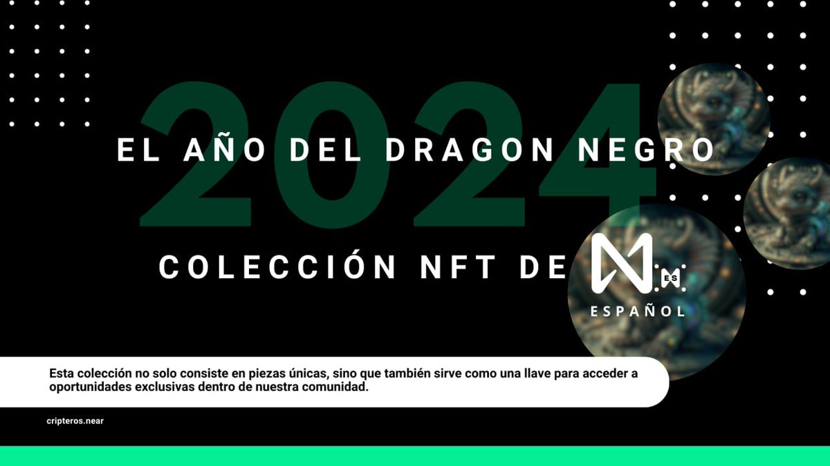 Near_ES's tweet photo. 🎉🥳 Anunciamos la Colección de #NFTs "El Año del Dragón 🐲Negro en #NEAR " en honor a @ilblackdragon Co-Fundador de @NEARProtocol ! 

🐉 Esta colección no solo son piezas únicas, sino también una llave 🗝️ para oportunidades exclusivas en nuestra comunidad. 

1/3 https://t.co/pWSkwfBXkn