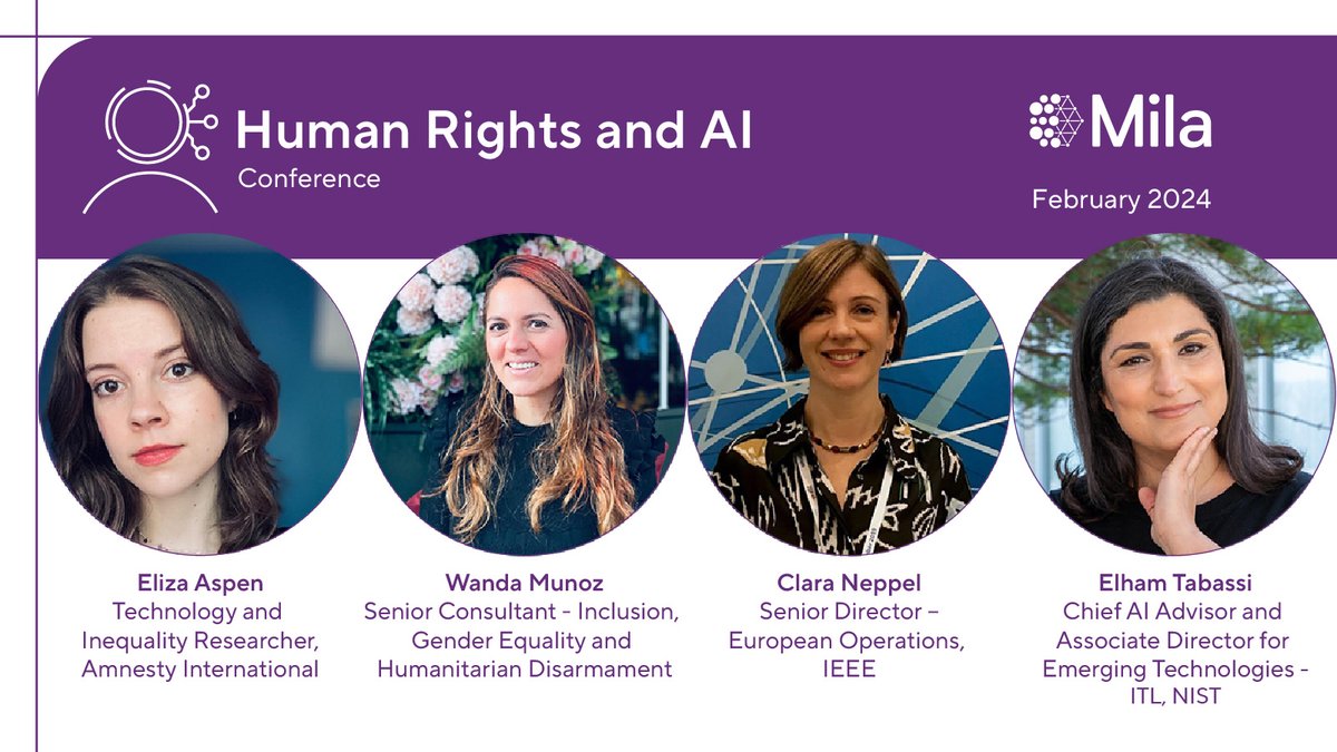On February 15, as part of the Protecting Human Rights in the Age of AI conference organized by Mila, @catherine_regis will moderate a panel on tools for integrating human rights in AI governance.

Register now: bit.ly/protecting-hr-…