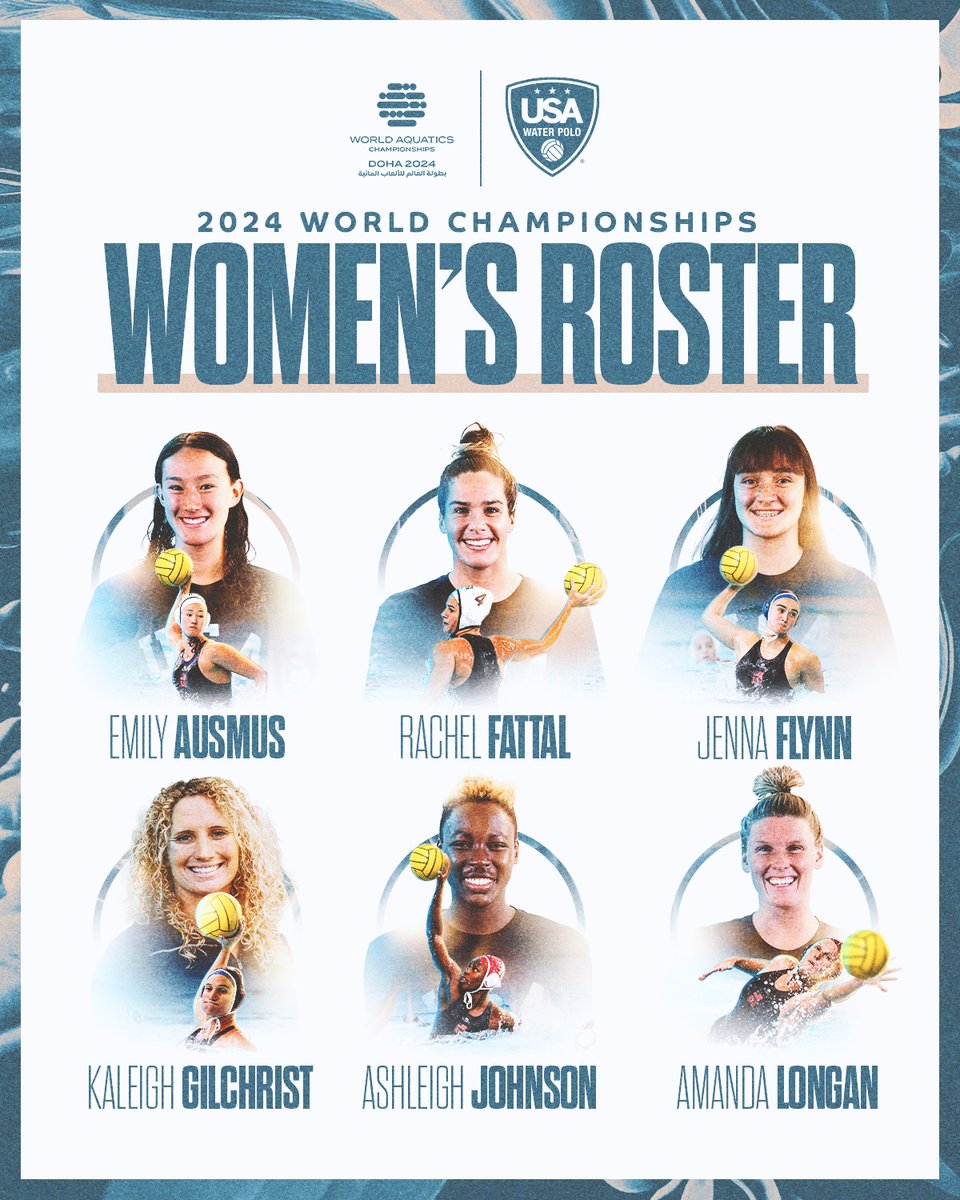 .<a href="/WaterPoloCoachK/">Adam Krikorian</a> has announced the roster of 15 athletes headed to Doha for the 2024 <a href="/WorldAquatics/">World Aquatics</a> World Championships! Congratulations to all selected, the action begins on February 4 with LIVE streaming on <a href="/peacock/">Peacock</a>. <a href="/AquaDoha24/">World Aquatics Championships Doha 2024</a> (1/2)

MORE: usawaterpolo.org/news/2024/1/29…