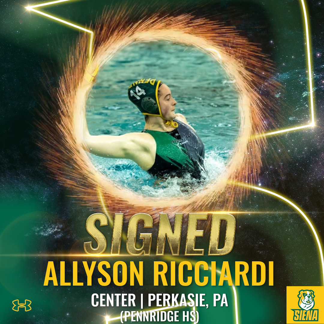 SienaWaterPolo's tweet photo. ✍️
Join us in welcoming Allyson Ricciardi to the #SienaSaints family as part of our incoming class!
#MarchOn x #NCAAWWP x #MAACWWP https://t.co/7hhWnuUFIc