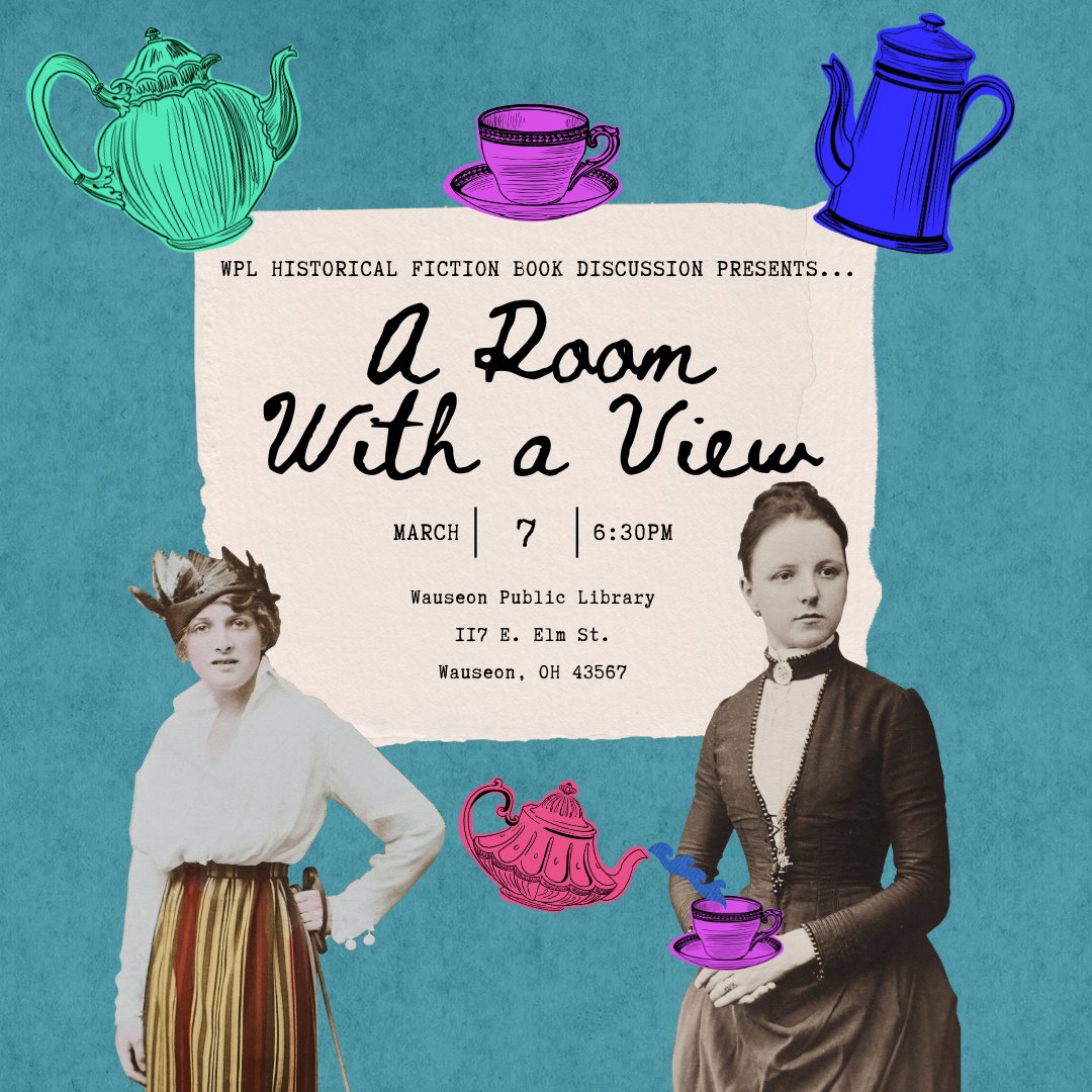 LibraryWauseon's tweet image. Historical Fiction Book Discussion books are in for the March 7th meeting! This month, we are reading "A Room with a View," by: E.M. Forster! Books are available in regular and large print, and a limited number of audiobooks are also available!