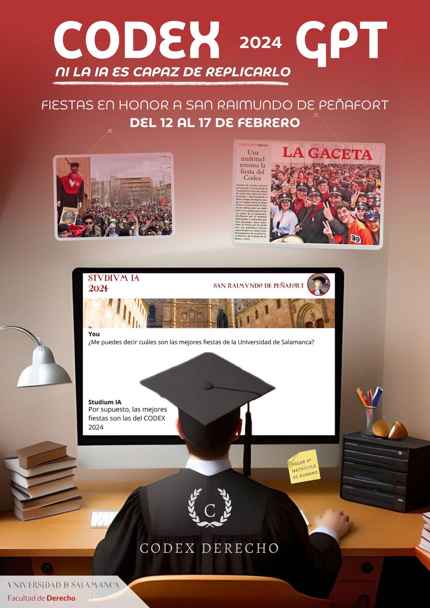 codexusal's tweet photo. Os presentamos el cartel de este año…

CODEX GPT 2024 

Ni la IA es capaz de replicarlo… 💻🧠 https://t.co/vwRNuDUIwx