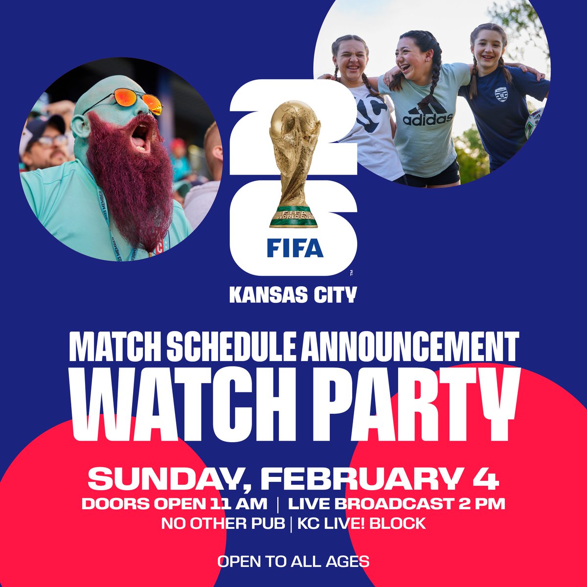 Join #KansasCity26 at No Other Pub this Sunday for an all ages watch party as the #FIFAWorldCup 2026 match schedule and host city allocations are announced! 🗓️ #WeAreKansasCity #WeAre26