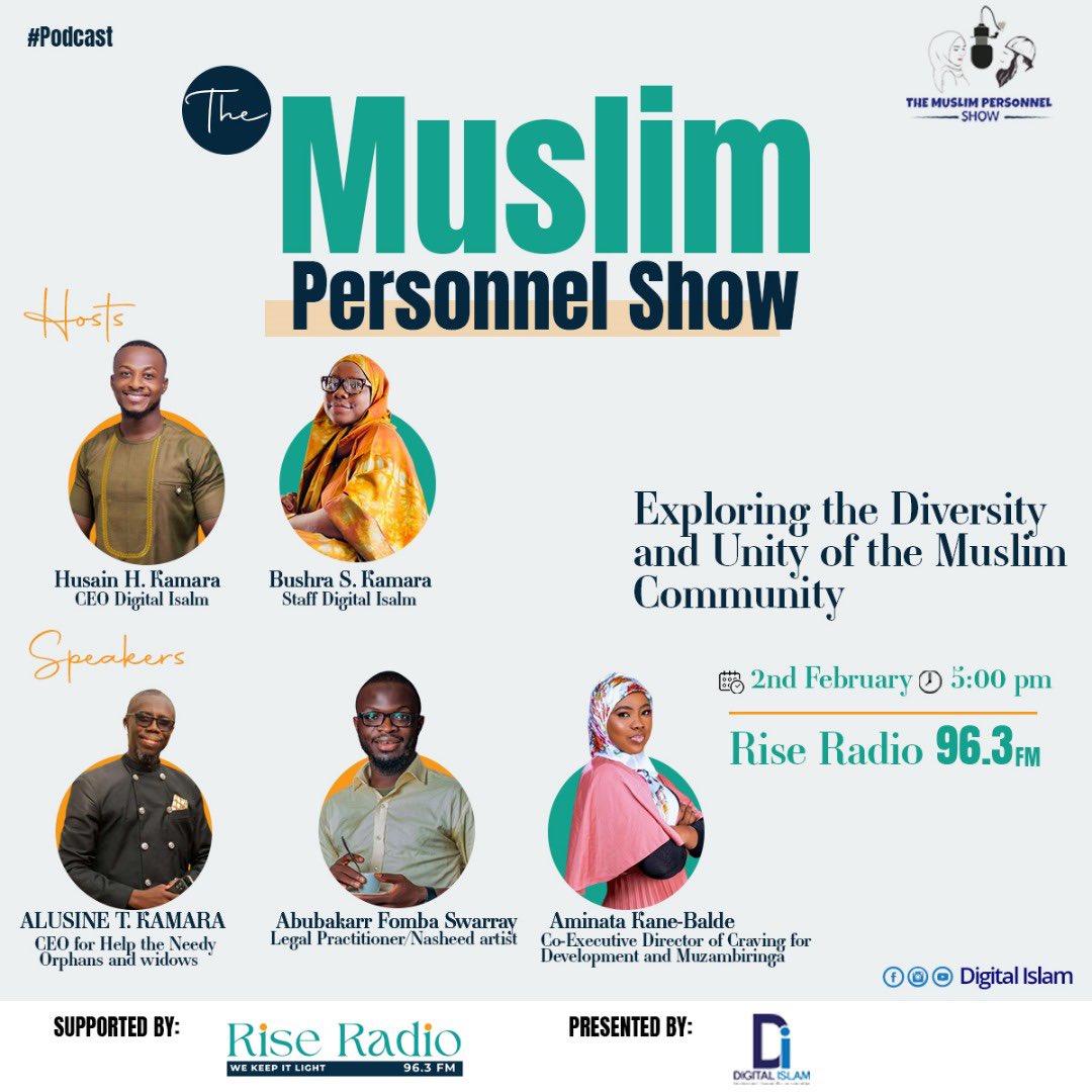 HassanHusaine's tweet photo. The Muslim Personnel Show
Podcast

Exploring the Diversity and Unity of the Muslim Community

[Release Date]
2nd Feb, 2024.

Presented by Digital Islam 
Supported by Rise Radio

#DigitalIslam
#TheMuslimPersonnelShow
#Podcast
#DeenOverDuniya
#MeNaMuslim https://t.co/Zjl0UJ5J6r
