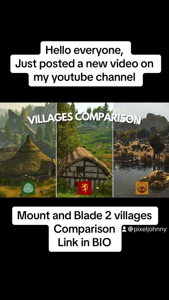 pixeljohnny7's tweet image. Hello everyone, just posted a new video on my youtube channel, all villages types @comparison in Mount and blade 2, link in BIO