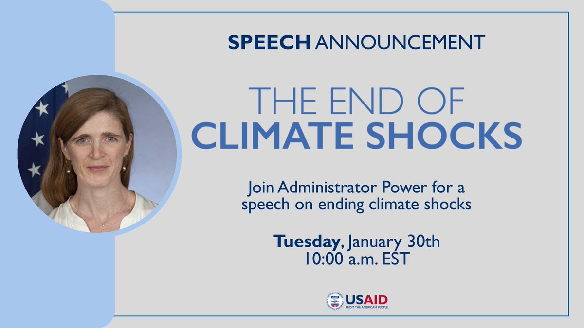 With record-breaking heat waves, floods, fires, & storms in '23, climate shocks are so regular they can hardly be called “shocks.” Tomorrow I’ll be at @JohnsHopkins to talk about what must be done to support people around the world living w/ these impacts usaid.gov/climate/end-of…