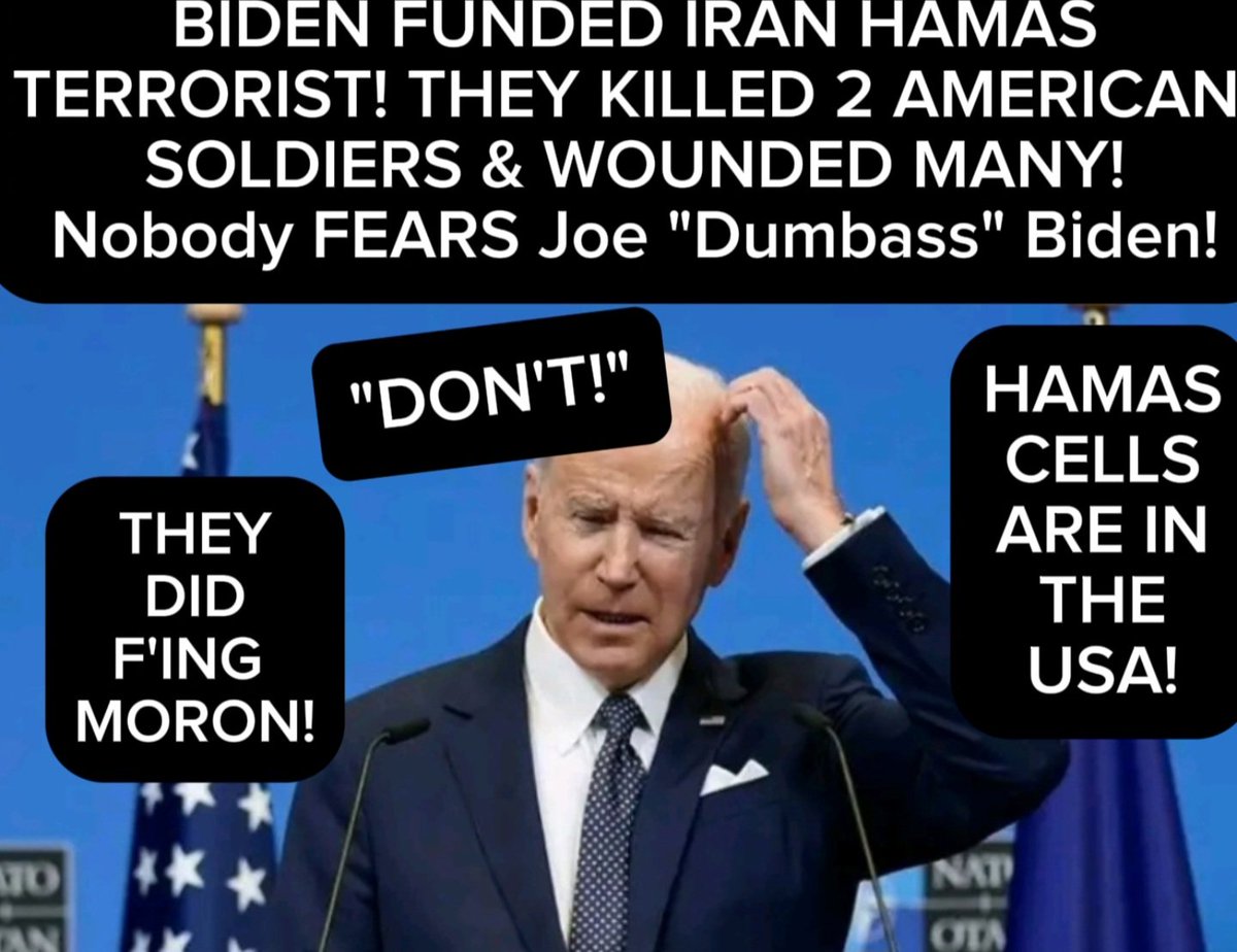 _chatterboxmama's tweet photo. "DON'T!" Well, they DID! Dumbass! Nobody gives a F'ck about Joe Biden!
#Iran #HamasisISIS #PorDee #FJB #BidenWorstPresidentEver #BidenfundedHamas #BidensWARS #terroristsinvadeUSborder #Hamas #SuicideSquadGame #BidenisaJOKE https://t.co/set282u9H8
