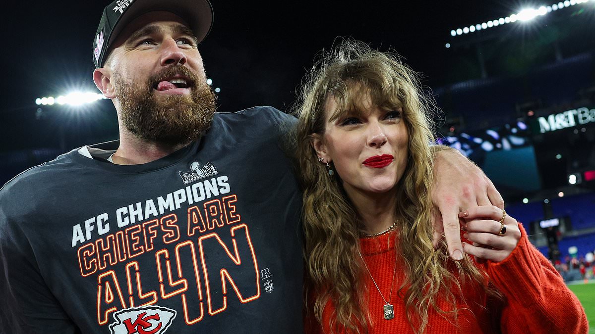 DailyMail's tweet photo. Vivek Ramaswamy claims Taylor Swift and Travis Kelce are in a 'fake relationship' and the Chiefs will win the 'rigged' Super Bowl over 49ers to help Joe Biden win in 2024 https://t.co/fH9Y9oVjfw https://t.co/Eo8RsdJfFx