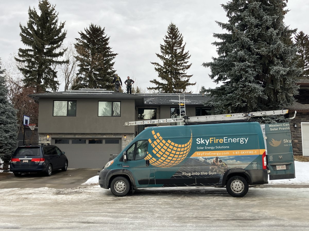 Gratitude to the @SkyFireEnergy crew for their hard work on our install! Soon, we'll be plugging into the sun! ☀️ #ClimateAction #solarenergy #yyc