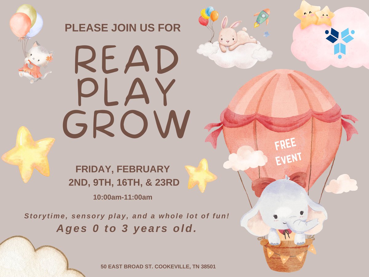PutnamLibraryTN's tweet photo. Do you have kids aged 0-3? Join us at the Cookeville Library Friday, February 9th at 10:00am for Read, Play, Grow. We will read stories, then have sensory play for the rest of the hour!
#readplaygrow #sensoryplay #storytime #visitcookeville https://t.co/PBue4cPoPN