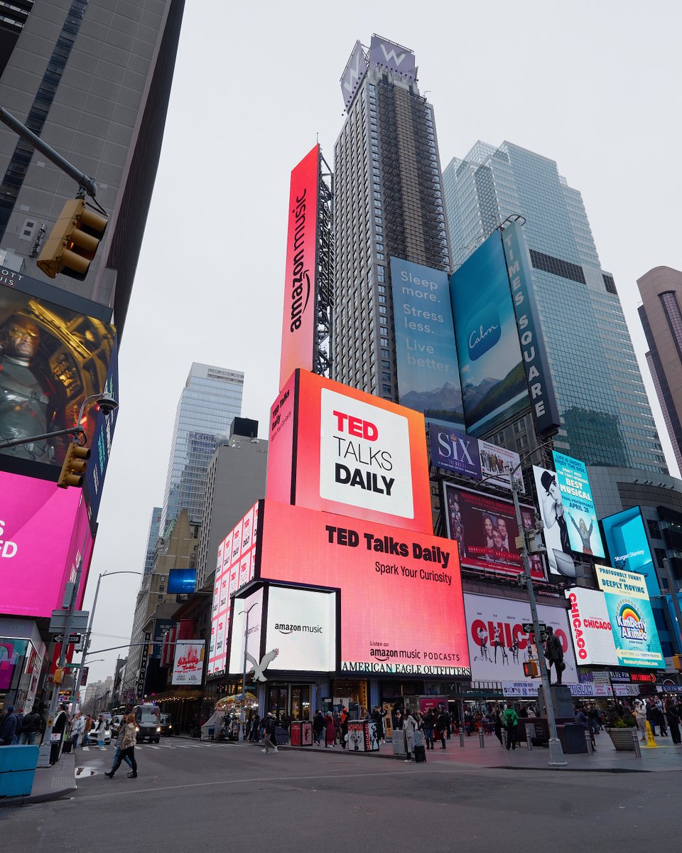 We loved seeing our podcast TED Talks Daily on in Times Square today. 🤩 Listen to the latest episode on @AmazonMusic to see what all the hype is about: t.ted.com/hE2Xwjn @PlayMorePods @elisewho