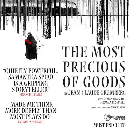 Highly recommend this moving, engrossing and ultimately uplifting ‘fairytale’ #TheMostPreciousOfGoods (written by #Grunberg) set in the #Holocaust
Brilliantly recounted by #SamanthaSpiro with cello accompaniment by #GemmaRosefield
Ends 3/2 at the lovely #Marylebone #Theatre