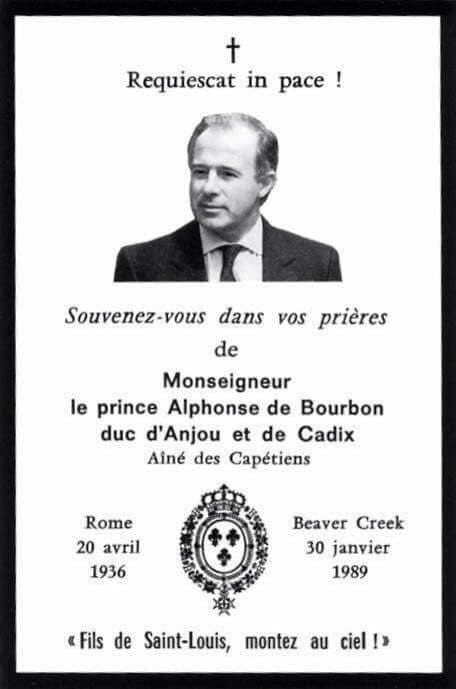 CercleRoi's tweet photo. REQUIESCAT IN PACE !
Prince Alphonse de Bourbon, duc d’Anjou et de Cadix,
de jure Alphonse II, roi de France (1975-1989)
+ 30 janvier 1989
#roidefrance #royaumedefrance #ducdanjou #alphonseii #tradition #royaute #capetiens https://t.co/LNenvqGHXT