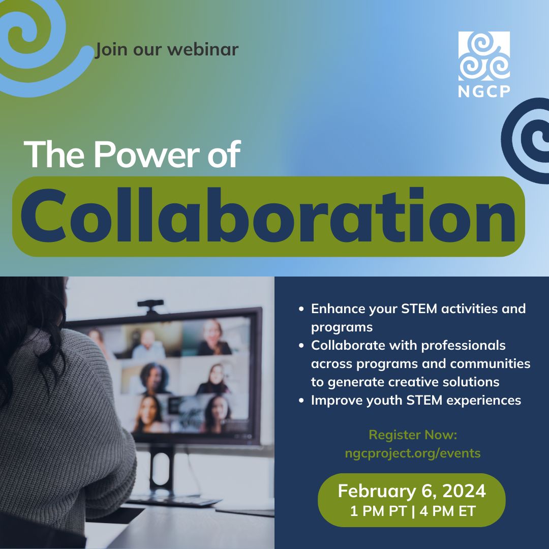 🌀 Enhance your STEM activities and programs 🌀 Collaborate with professionals across programs and communities to generate creative solutions 🌀 Improve youth STEM experiences Join the #CollaborationNation. 🔗 bit.ly/3RWTMSQ #webinar #strategies #STEM #networking