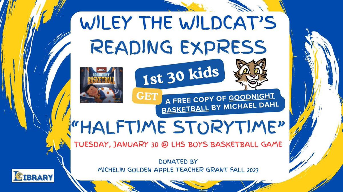 Wiley is excited for tomorrow nights basketball game!! Not only is it a big game agaist River Bluff, but he will also be reading to our future Wildcats during the halftime of the boys game!!! <a href="/LHSWildcatsLex1/">Lexington High School</a> <a href="/LHS_Library_SC/">Lexington High School Library</a>