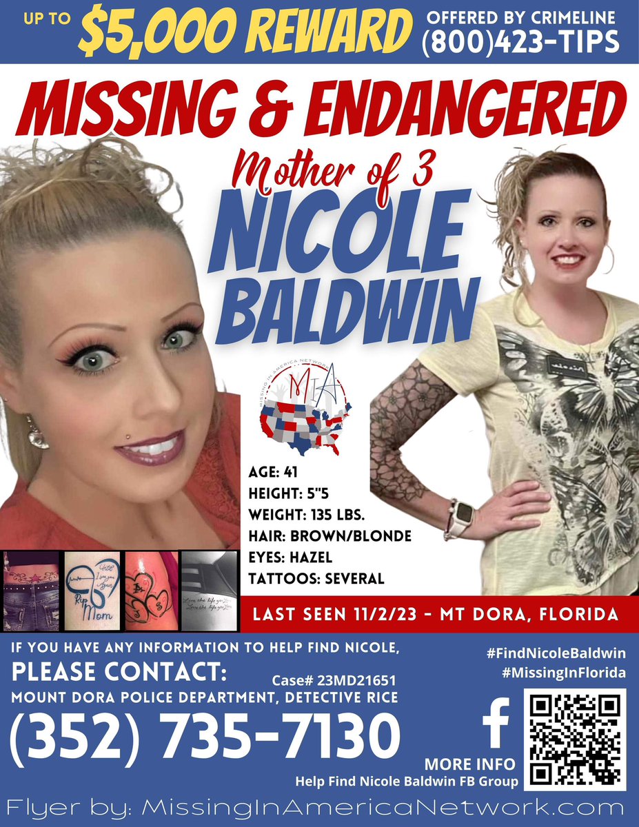 missingNamerica's tweet photo. #NicoleBaldwin | Nicole is missing and law enforcement believes foul play took place. She deserves to be found. Please come forward if you have any information that could help the investigation. 

#MissingInAmericaNetwork 🇺🇸 #MissingInFlorida

#MissingMonday
#MissingPosterMonday
#AwarenessForTheMissing