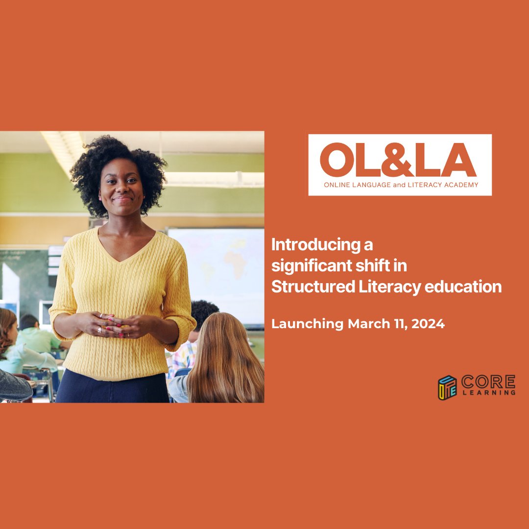 COREInc's tweet photo. Introducing OL&amp;LA—the Online Language &amp; Literacy Academy! Swipe to learn more about how we provide professional learning in Structured Literacy for language-diverse classrooms. https://t.co/quim7Yevmm
#StructuredLiteracy #Language #DiverseLanguageBackgrounds #Education https://t.co/DbfgELGtjS