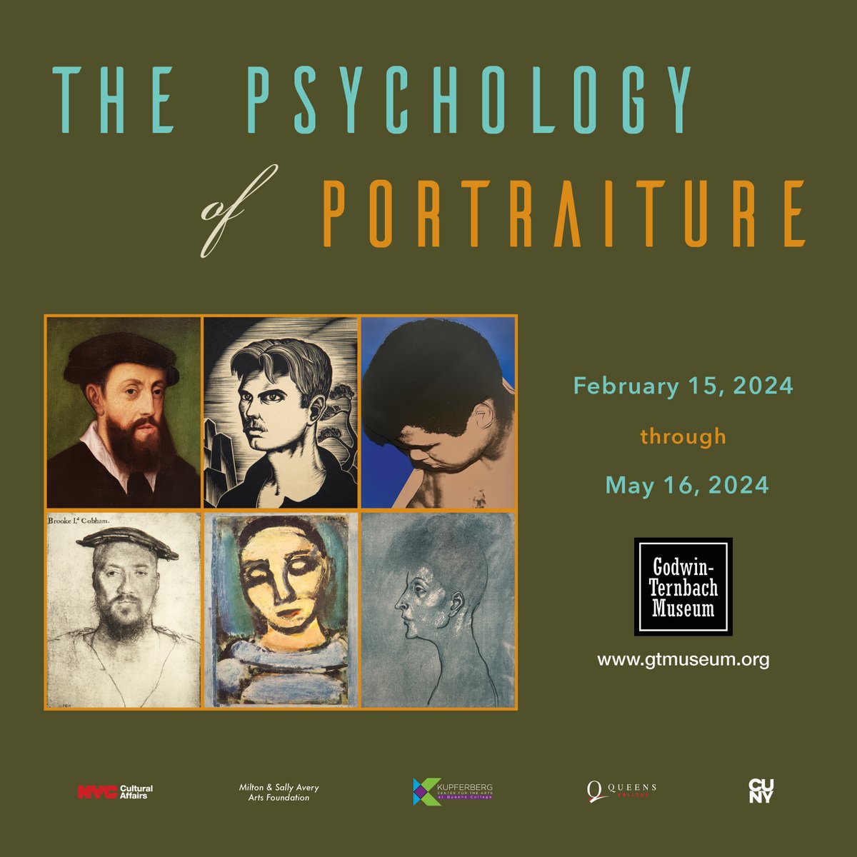 The Godwin-Ternbach Museum invites you to an opening reception of The Psychology of Portraiture, featuring prints, drawings, paintings, and sculptures that reveal the universal motivation of visual artists to portray states of mind. The reception is on Thurs, Feb. 15, 6-8 pm!