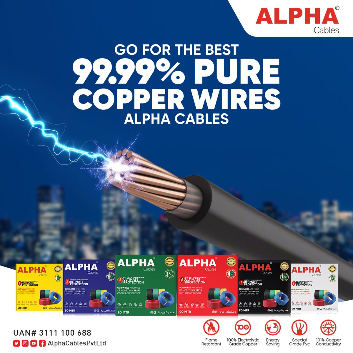 AlphaCables's tweet photo. Go for the best
99.99% pure
Copper Wire
Alpha Cables (Pvt.) Ltd.
UAN# 3111 100 688
We are a leading cable manufacturing company specializing in the production of high-quality electrical and data cables for a wide range of industries and applications. https://t.co/mlgjeX63nd