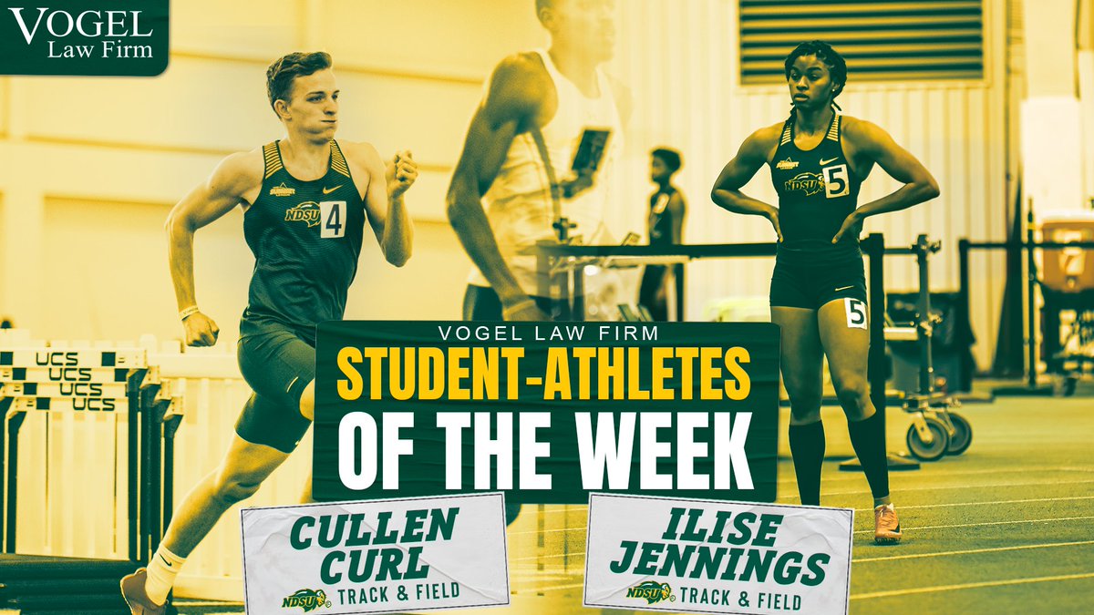 Congratulations to our Vogel Law Firm Student-Athletes of the Week!

🏃‍♀️ Cullen Curl | Jr. | Bismarck, ND | <a href="/NDSUTrackField/">NDSU Track & Field / Cross Country</a>
🏃‍♀️ Ilise Jennings | Sr. | Garrison, ND | <a href="/NDSUTrackField/">NDSU Track & Field / Cross Country</a>