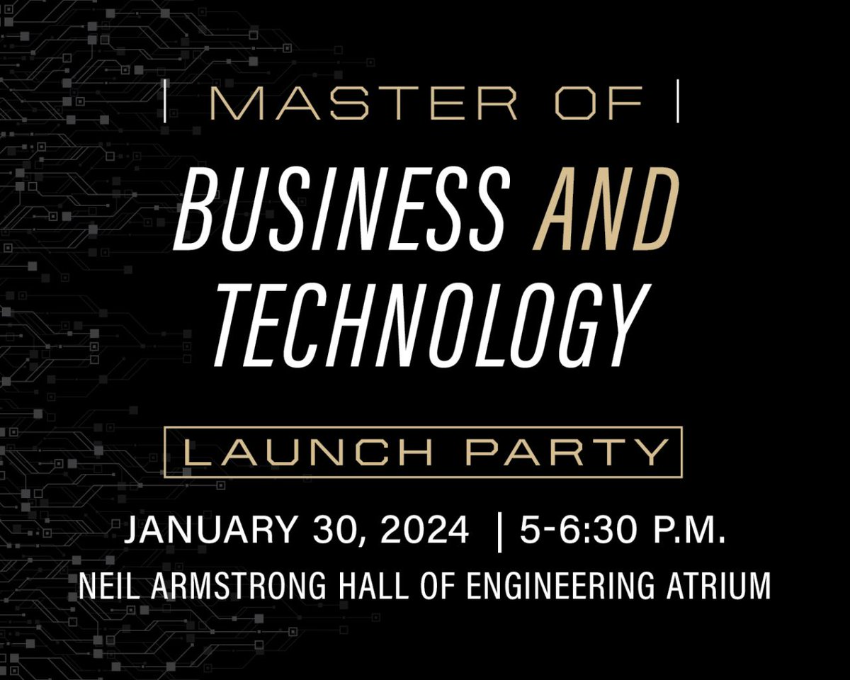 PurdueBizGrad's tweet photo. Join us tomorrow to celebrate the launch of MBT, a new master's program at the intersection of business and technology. Hear from the deans of @PurdueEngineers and #PurdueBusiness. Attendees will also receive a fall 2024 fee waiver. Learn more: https://t.co/zFwrhTQMin https://t.co/y6Y0YduRUu