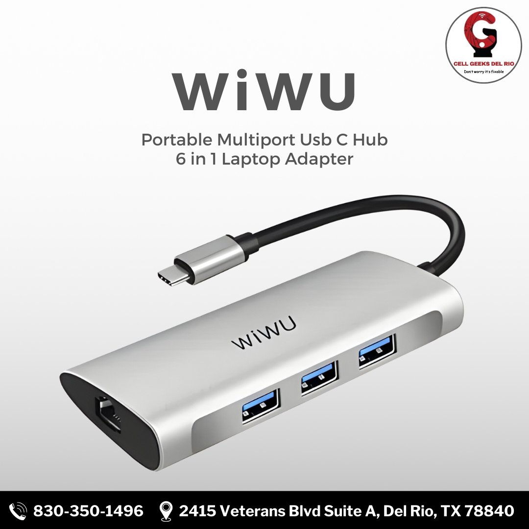 CellGeeksDelRio's tweet image. Upgrade your tech game with our WIWU 6-in-1 USB hub🔥 Available now at Cell Geeks Del Rio! #CellGeeks #DelRio #Wiwu #USBHub #TechAccessories #texas
To Order Call: 830-350-1496
Address: 2415 Veterans Blvd Suite A Del Rio TX 78840

Financing Available!

ams.acima.com/discover/new?u…