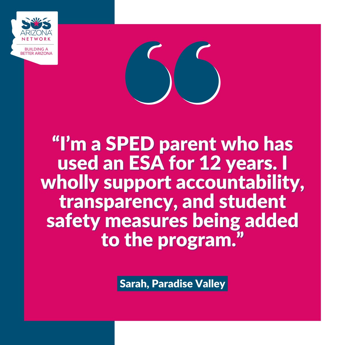 🗣️ Paradise Valley parent Sarah has used ESA vouchers for the last 12 years for her child with special needs: “I wholly support accountability, transparency and student safety measures being added to the program.” #VoucherWatch