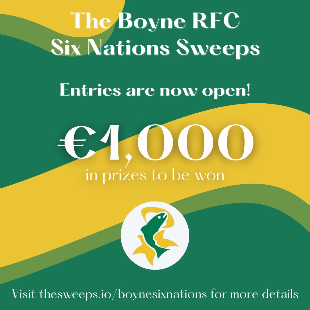 Our first sweep of 2024 is live!

Delighted to have <a href="/BoyneRFC/">Boyne RFC</a> using Sweeps for the #SixNations to raise funds and add some excitement for players, members, and rugby fans throughout the tournament 🏉

Enter your team here: thesweeps.io/boynesixnations