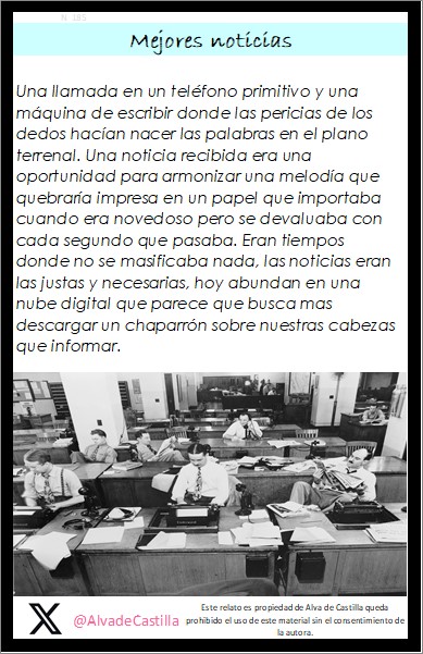 AlvadeCastilla's tweet photo. ✒️Mejores noticias.
📷Se ha perdido la humanidad en el arte de informar, hoy es todo propaganda .
#relatos
#Historia
#Cuento
#Fabula
#ALDCA https://t.co/LDEejLoJX5