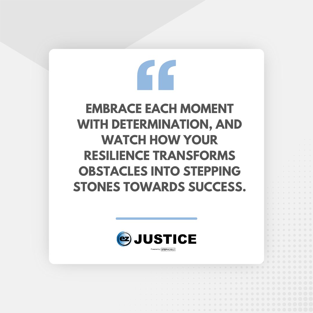 🤩🙌Monday Motivation: 'Embrace each moment with determination, and watch how your resilience transforms obstacles into stepping stones towards success.' 

#ezJustice #OCSS #OJSS #ezSupervision #ProbationOfficers #CommunityRehabilitation #CriminalJustice #LawEnforcementCommunity