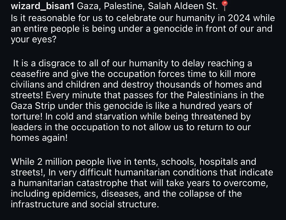firstlovedotmp3's tweet image. Reposting with #AltTextPalestine for accessibility.

Bisan's latest Instagram post: