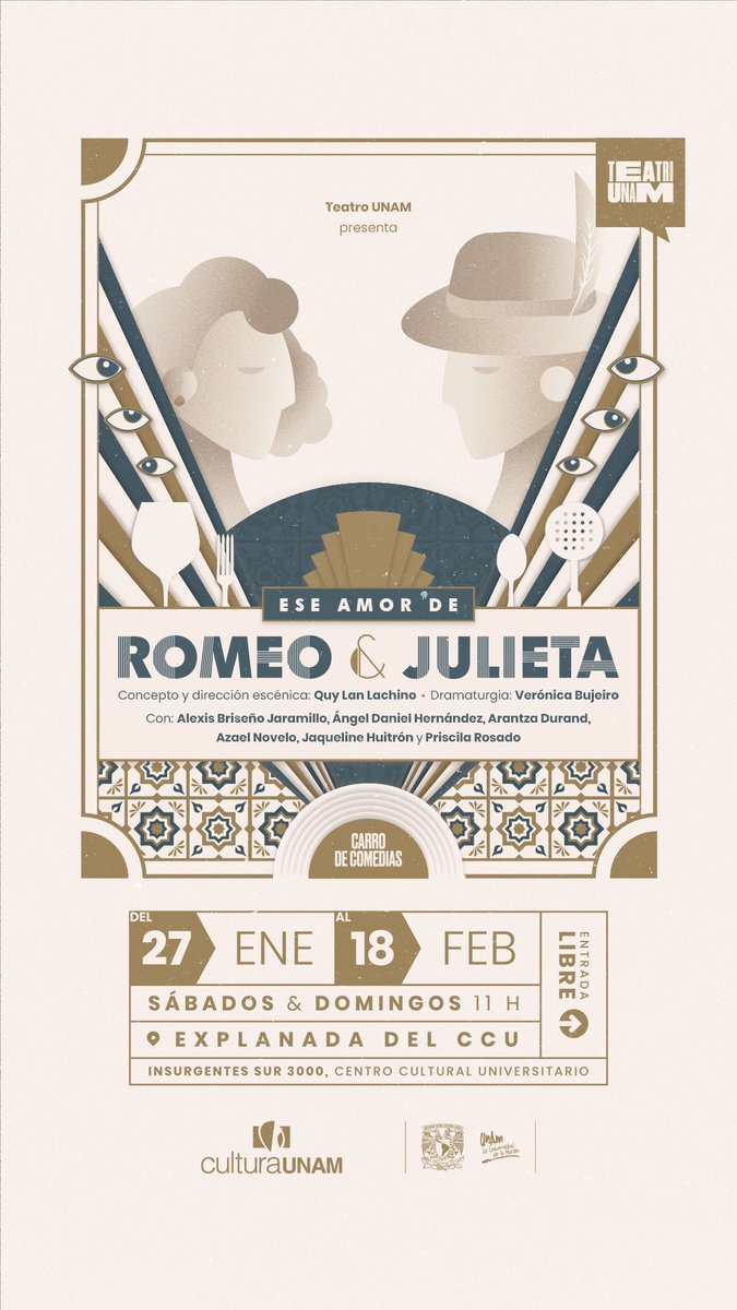 RevistaDArte's tweet image. La producción estrenada en abril de 2023, “Ese amor de Romeo y Julieta” El carro de comedias, se despide del 27 de enero al 18 de febrero. Durante 2023 ofreció 81 funciones de entrada gratuita ante más de 20 mil espectadores “Ese amor de Romeo y Julieta” @teatrounam #CCU