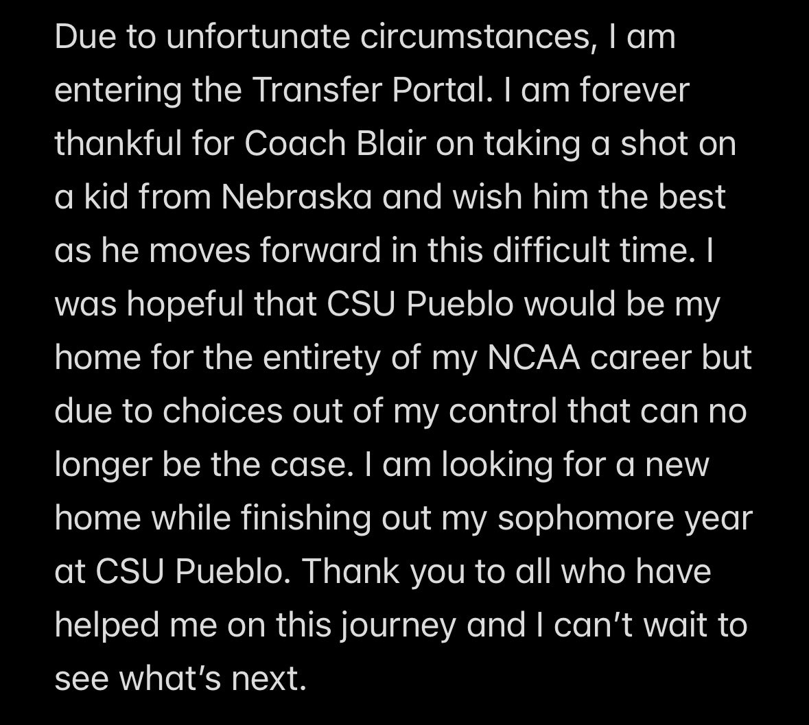 Thank you CSU Pueblo

Freshman Year Highlights⬇️
hudl.com/v/2NAZaT