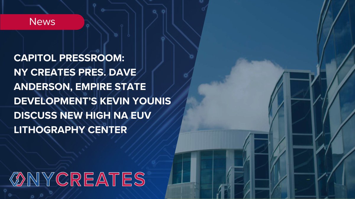 .@CapPressRoom: @NY__CREATES Pres. Dave Anderson, @EmpireStatDev's Kevin Younis discuss new High NA EUV Lithography Center recently announced by @GovKathyHochul-what it means for #NYS & the U.S. and its exciting opportunities bit.ly/49ajyZu #NSTC #CHIPSAct #SUNYResearch