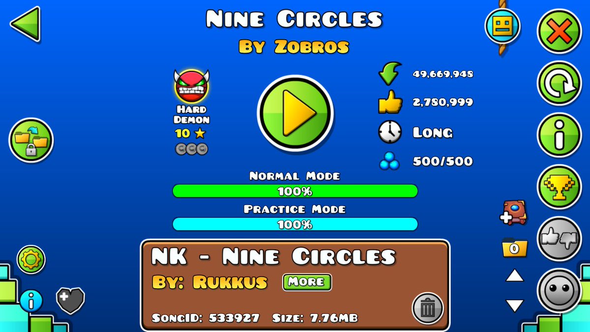 JjghTrigero's tweet image. I just beat geometry dash nine circles my new hardest completion