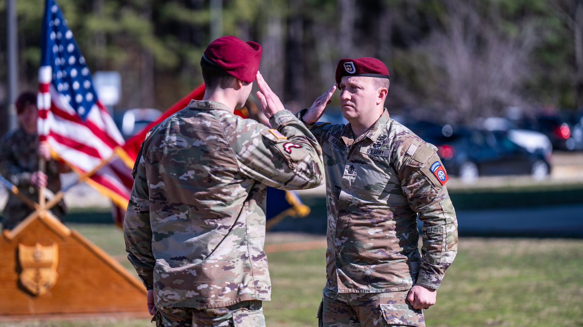 Today, our Headquarters and Headquarters Company (HHC) bid farewell to Capt. Mya Rogers and welcomed Capt. Andrew Dutch during a Change of Command ceremony at Fort Liberty, N.C. LET’S GO! #ParatroopersFirst #AllAmerican #LGOP #AATW