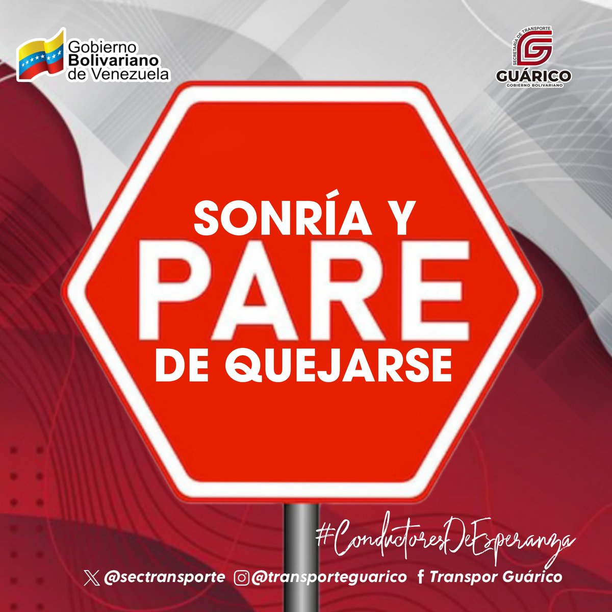 La vida es mejor cuando compartimos una sonrisa. 😊🚦 ¡Feliz inicio de semana! Te desea la Secretaría de Transporte de la Gobernación del estado Bolivariano de Guárico, a cargo del Dr. Alexander Freites, leal al liderazgo indiscutible de nuestro Gobernador José Vásquez.