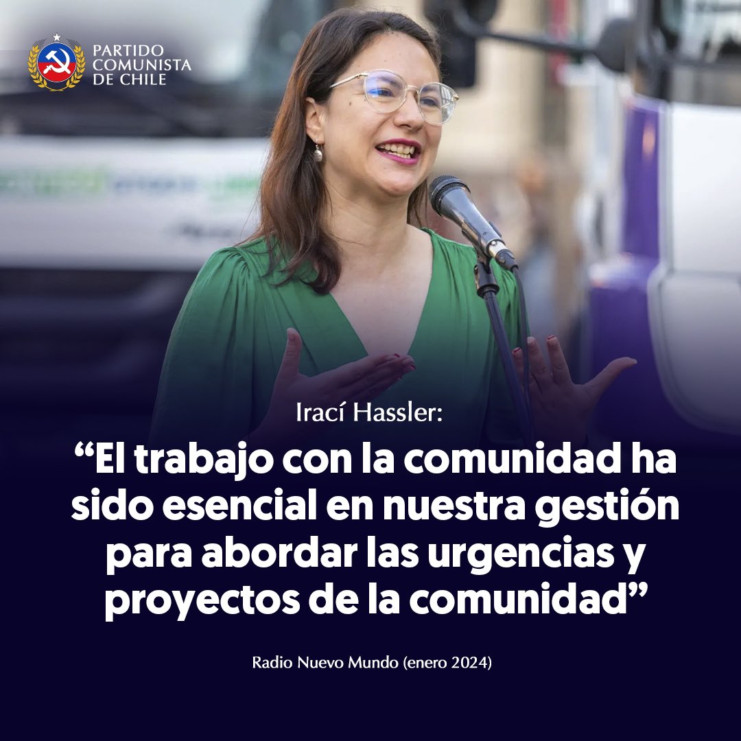 PCdeChile's tweet photo. ➡️ Colocando en alto la gestión vinculada con la comunidad y con un fuerte compromiso con el mejoramiento de la seguridad y la recuperación del espacio público, Irací Hassler, señaló que el oficialismo debe llevar las candidaturas más competitivas a las elecciones municipales. https://t.co/Trph3ydhsX