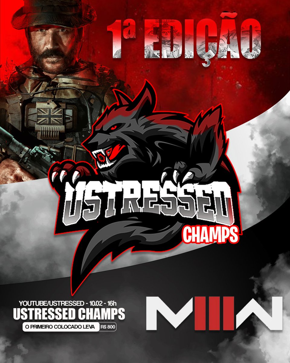 A primeira edição do uStressed champs do MW3 vai acontecer dia 10 e 11 de fevereiro, esse ano ele será disputado nos mapas e regras da CDL e vai contar com uma premiação de R$800 para o campeão!
Monte seu time e participe do maior torneio de mw3 do yt BR
youtu.be/ilfgtFykqMQ