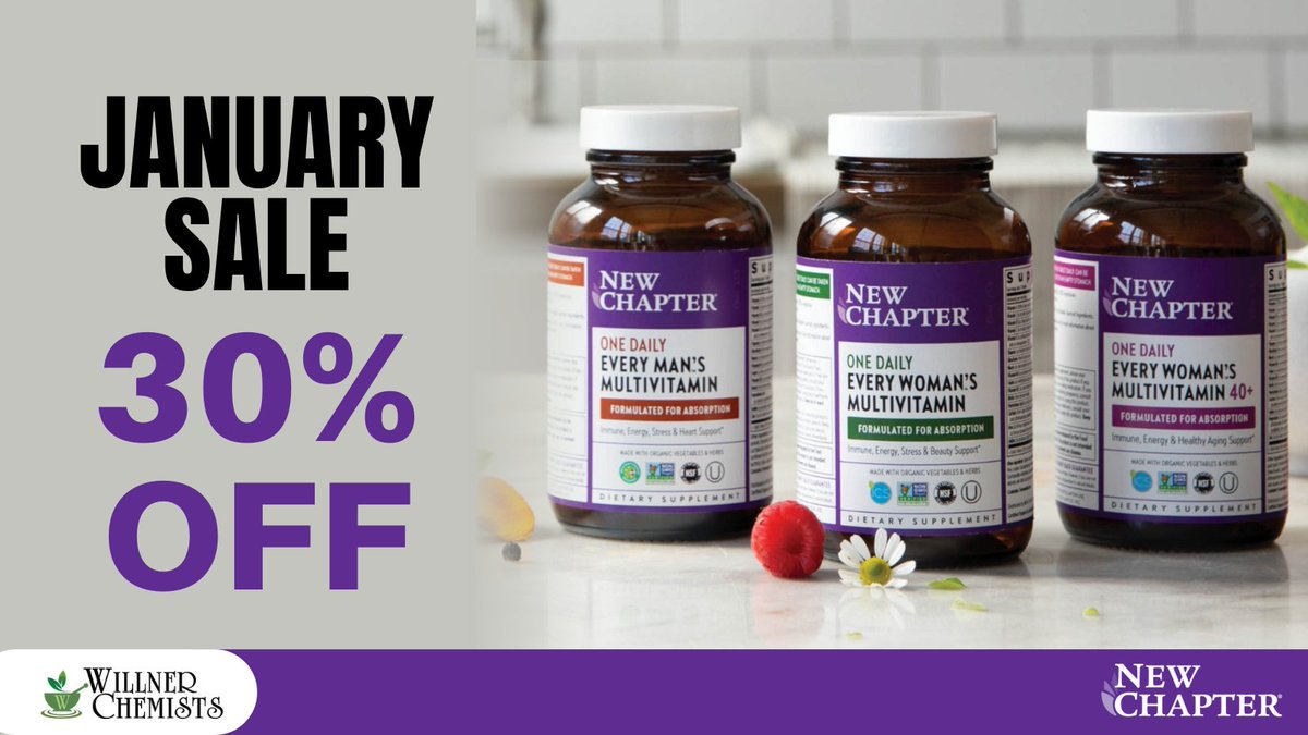 Winter's here – seize the chance to boost your immune system with #NewChapter supplements! Get 30% off on all products, from multivitamins to herbal supplements. 

🛒 Shop now and stay strong! bit.ly/3DZ6Lvf  

#WillnerChemists #HealthDestination